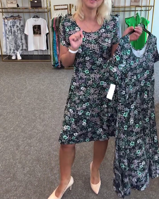 Temperament Slim Waist Printed Dress