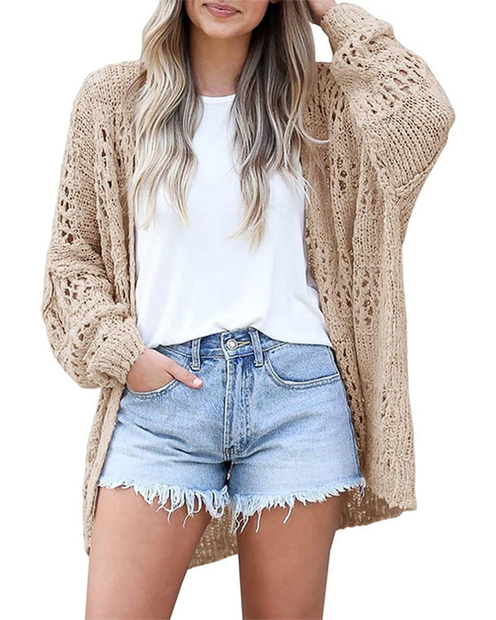 Casual Long Sleeve Hollow Out Sweater Cardigan
