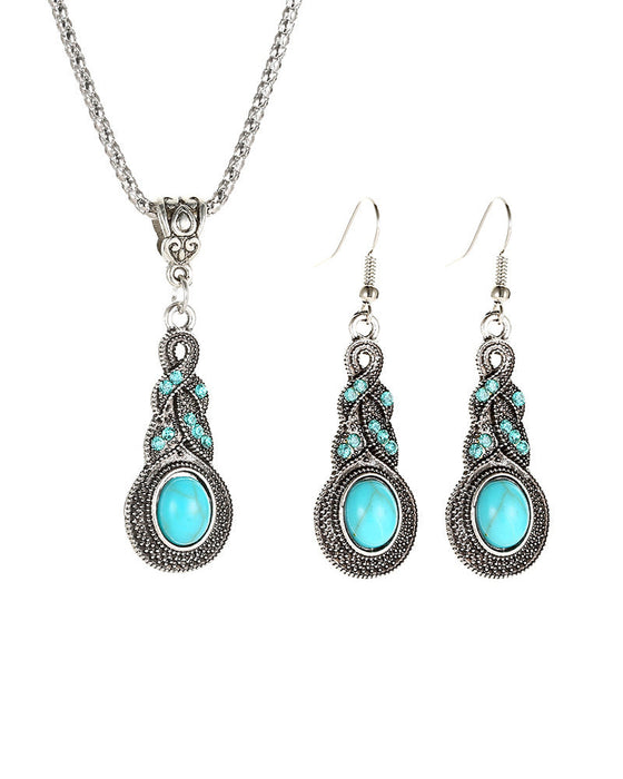 Turquoise drop earrings and necklace