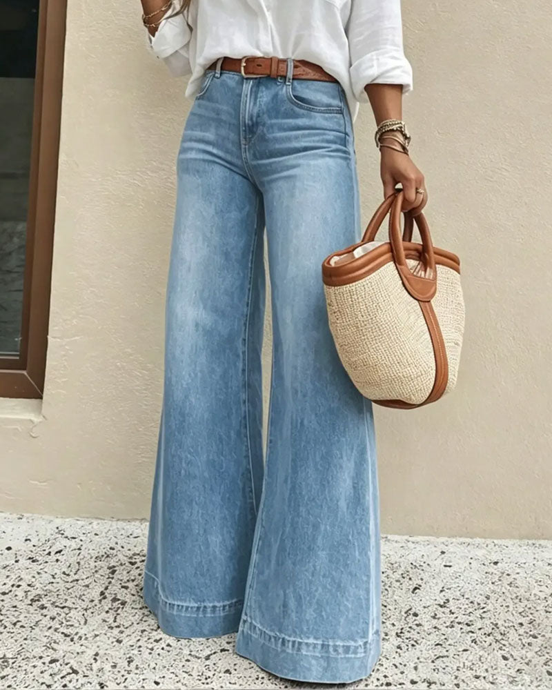 Gradient Wide-Leg Denim Pants