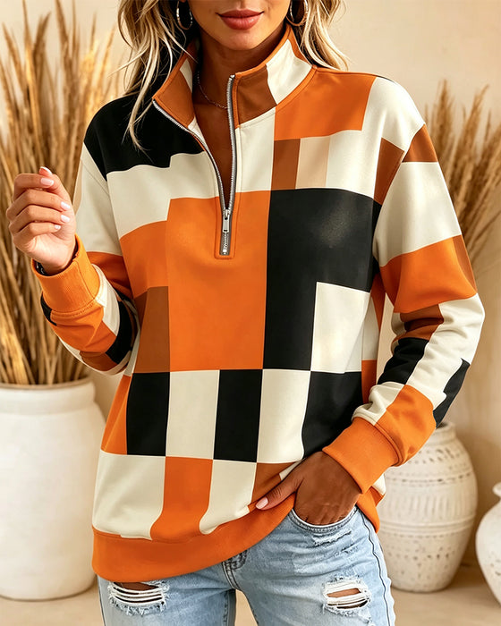Long Sleeve Stand Collar Sweatshirt