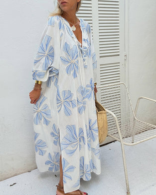 Floral V-Neck Loose Dress