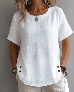 Crew Neck Solid Color Simple T-Shirt