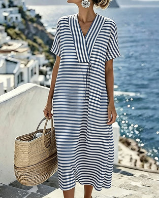 Casual V-Neck Striped Dress