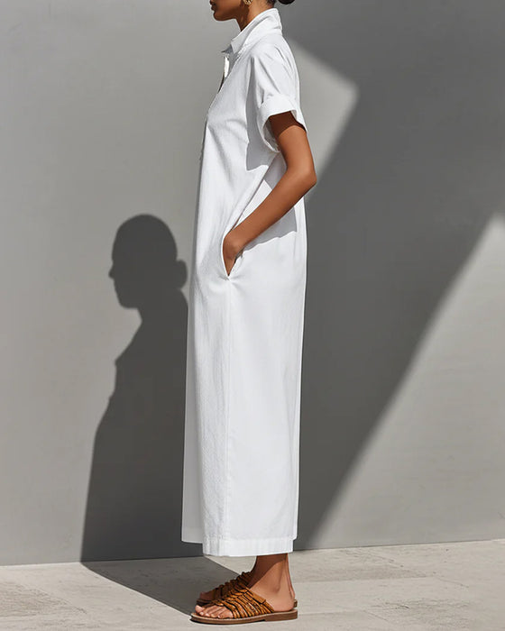 Lapel Zipper Pocket Dress