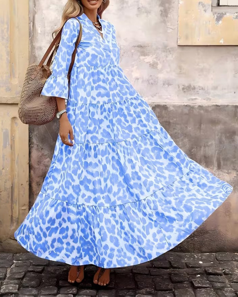 Leopard Print V-Neck Casual Dress