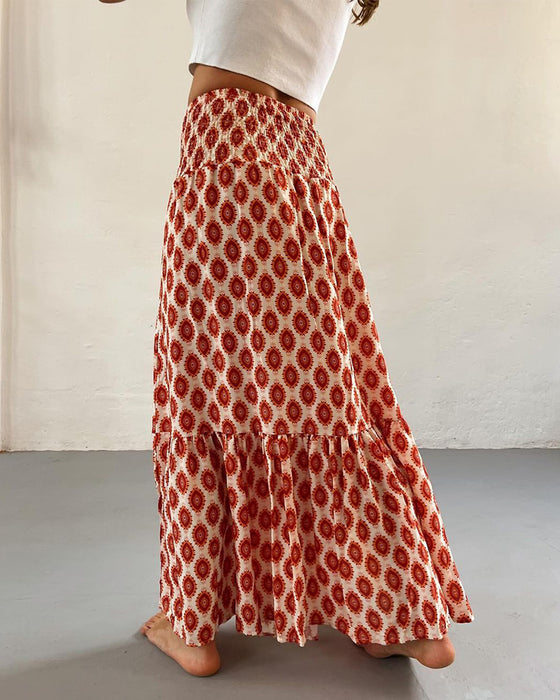 Pleated printed elegant skirt