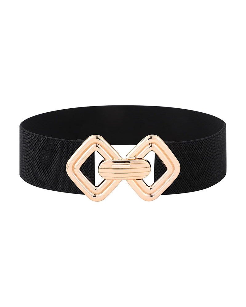 Vintage Golden Buckle High Elastic Leather Belt For Women