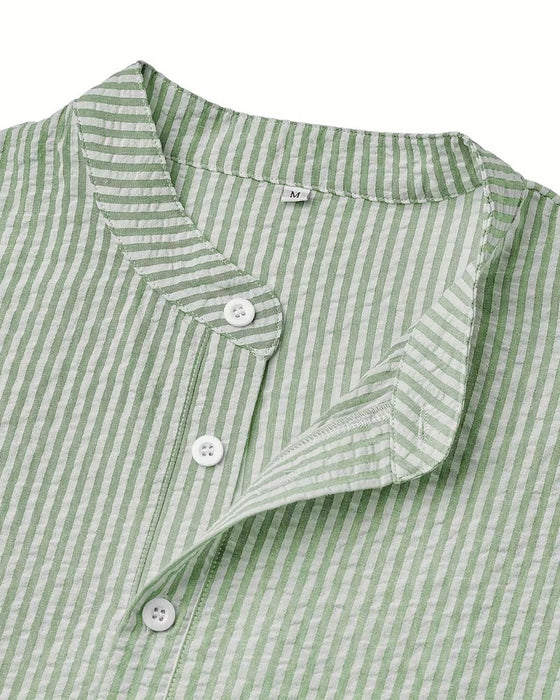 Stand Collar Striped Men's Shirt