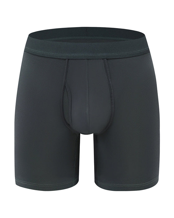 Men's Solid Color Bamboo Fiber Stretchy  Boxer Brief, Breathable Comfy Underwear for Daily Wear, Casual Men's Underwear for All Seasons
