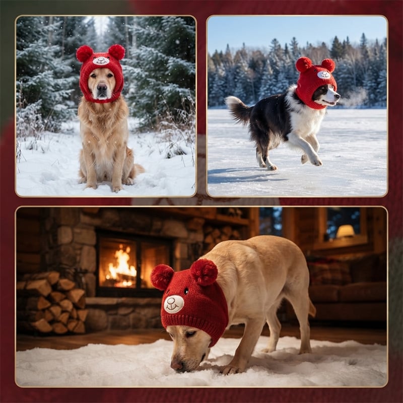 Large Dog Knitted Ear Scarf and Hat Set