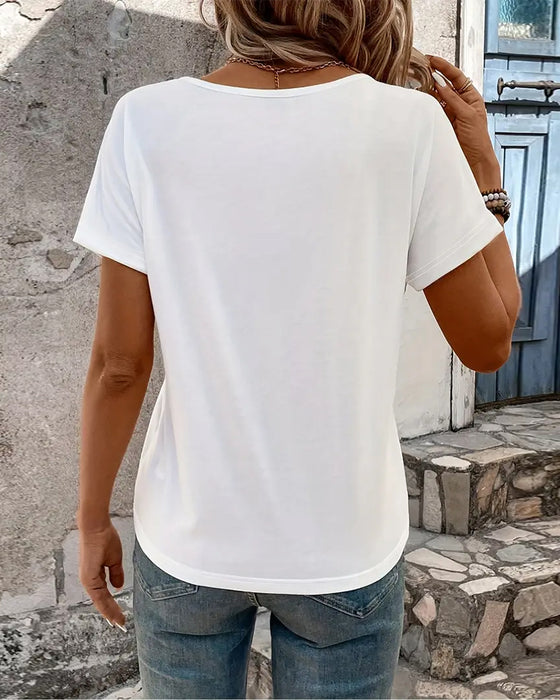 Versatile Crossover V-Neck Short Sleeve T-Shirt