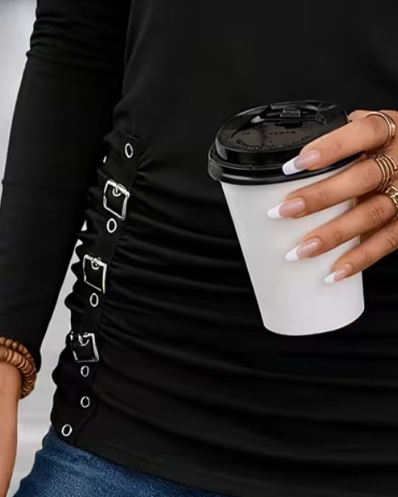 Lace Patchwork Slim Long-Sleeve Top