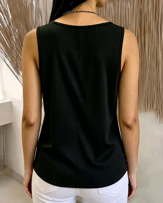 Lace V-Neck Ribbed Tank Top