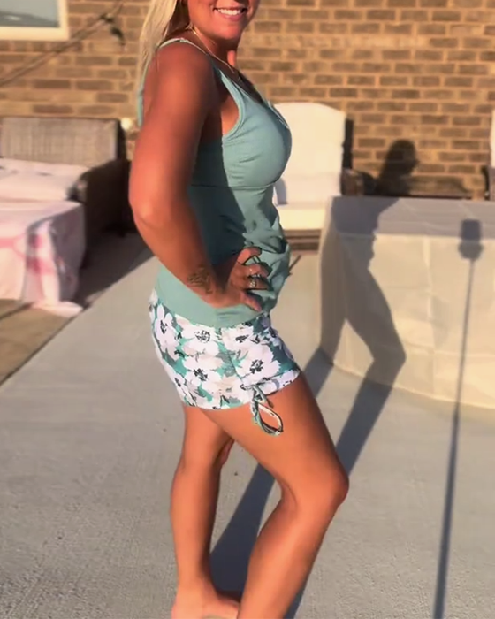 Casual Printed Two-Piece Swimsuit