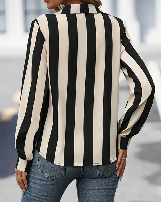 Vertical Striped Collar Button-Down Shirt
