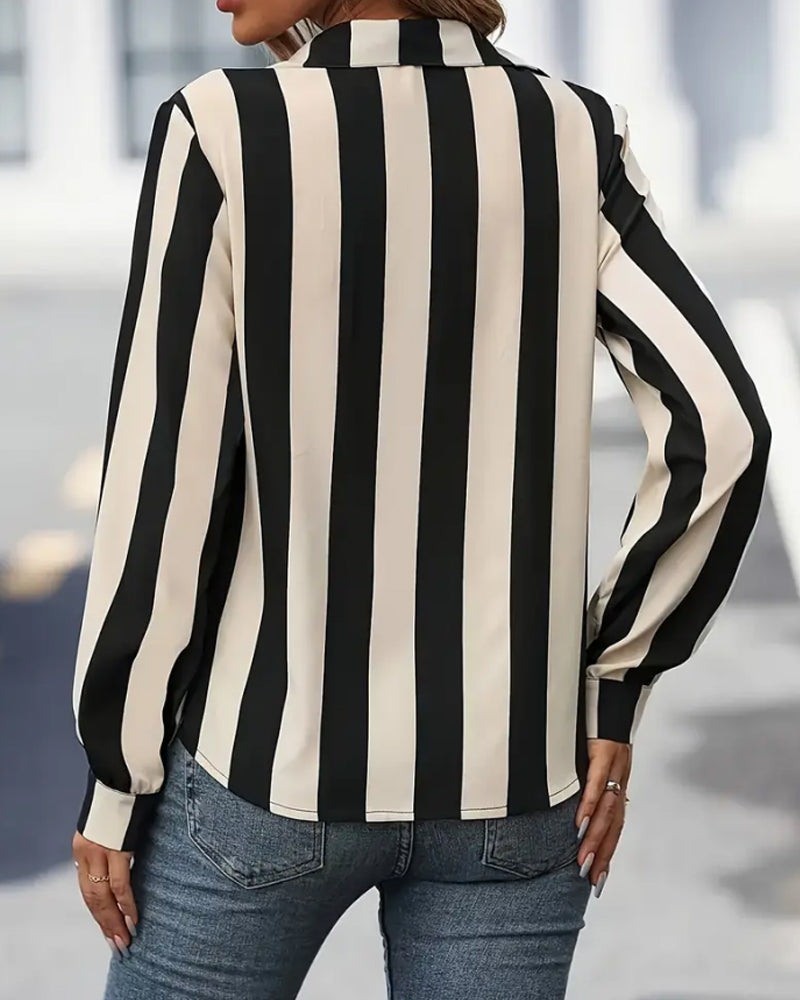 Vertical Striped Collar Button-Down Shirt