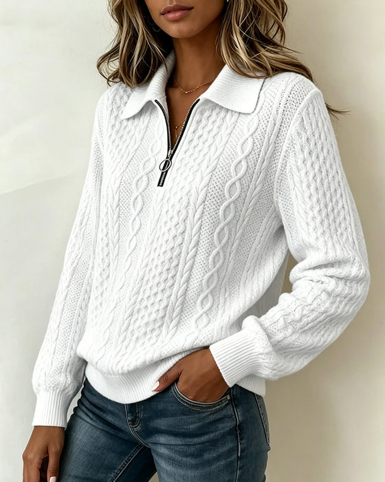 Lapel Long Sleeve Sweatshirt