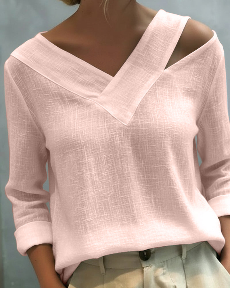 Stylish V-Neck Off-The-Shoulder Top
