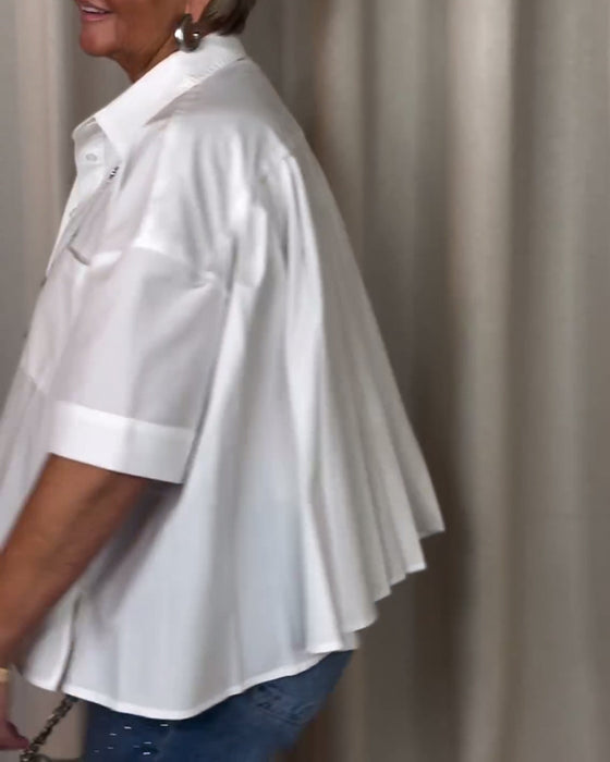 Short sleeve shirred blouse