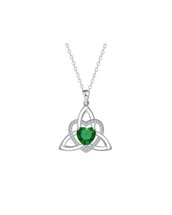 Birthstone Celtic Trinity Knot Heart Necklace✨ Heart Shape Celtic Trinity Knot Birthstone Pendant