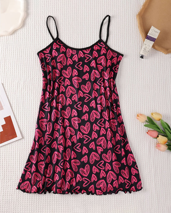 Spaghetti Straps Printed Sleep Dress