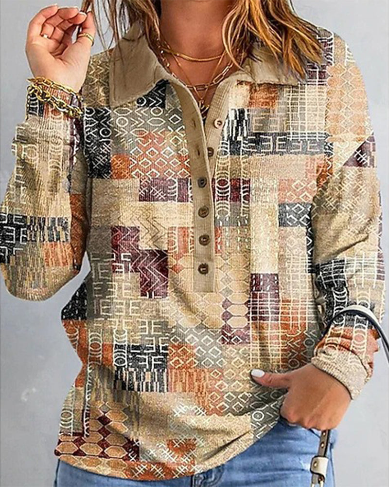 Casual Printed Long-Sleeve Sweatshirt