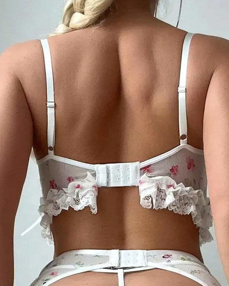 Ruffled Garter Belt Teddy Bear Pajama Set