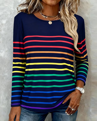 Rainbow Striped Print Top
