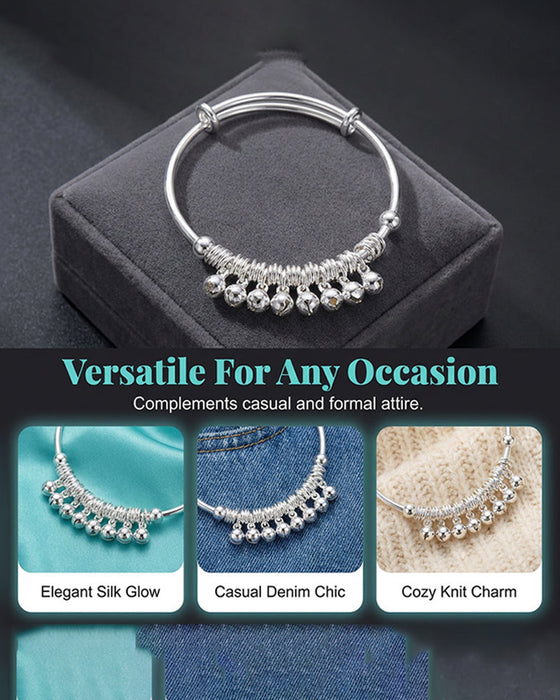 Adjustable Silver Bell Charm Bangle Bracelet