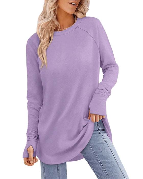 Crew Neck Raglan Colorblock Long Sleeve Top