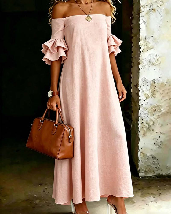 One Shoulder Ruffled Long Dress