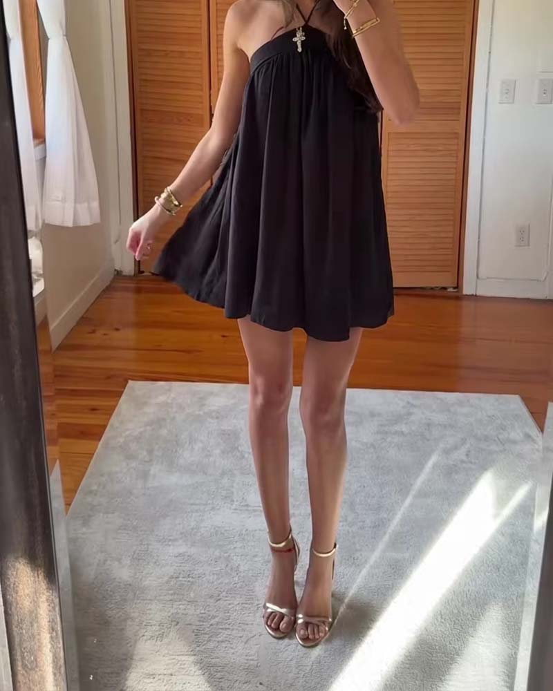 Halter Neck Strap Babydoll Dress