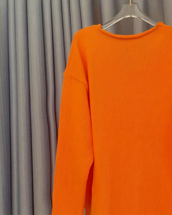 V-Neck Letter Print Loose Casual Jumper