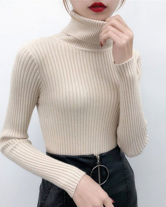 High-Neck Knit Sweater Base Layer