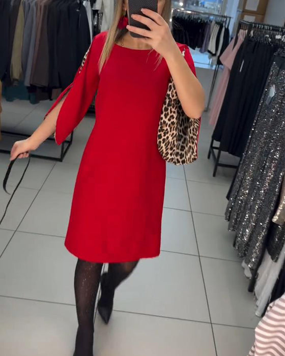 Flared Sleeves Fashionable Straight Dress