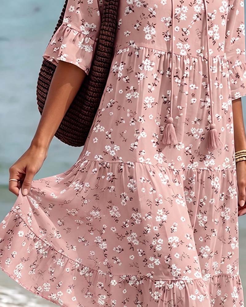 Floral V-Neck Strappy Dress
