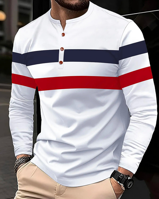 Crewneck Striped Long-Sleeve Men‘s T-Shirt