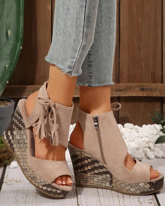 👡Women's Open Toe Platform Wedge Tassel Sandals