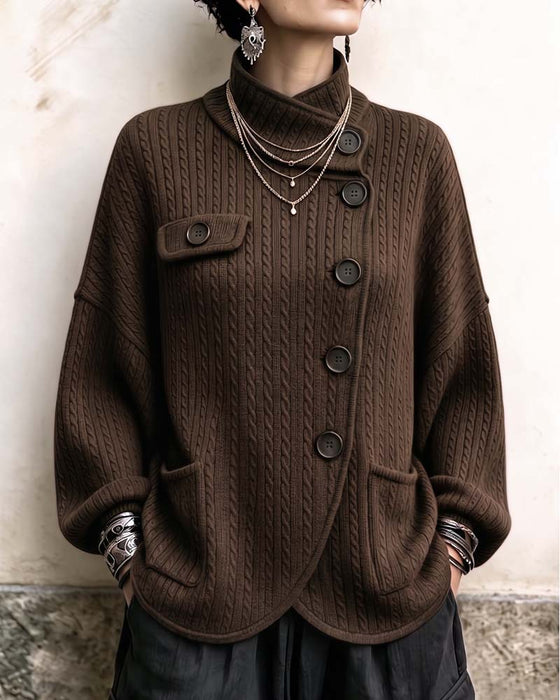 Single-Breasted Slit Hem Coat