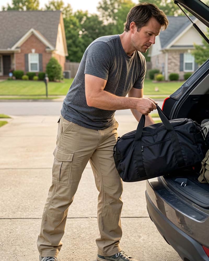 Elastic Waist Double Pocket Cargo Pants