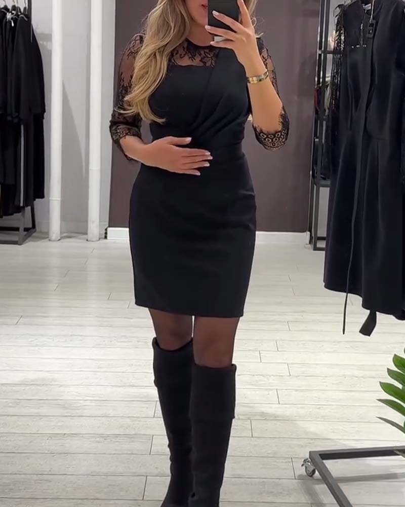 Waist-Cinching Patchwork Dress