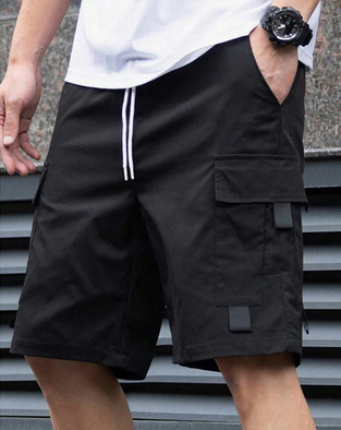 Men's Solid Flap Pocket Cargo Shorts, Casual Multi-Pocket Summer Shorts