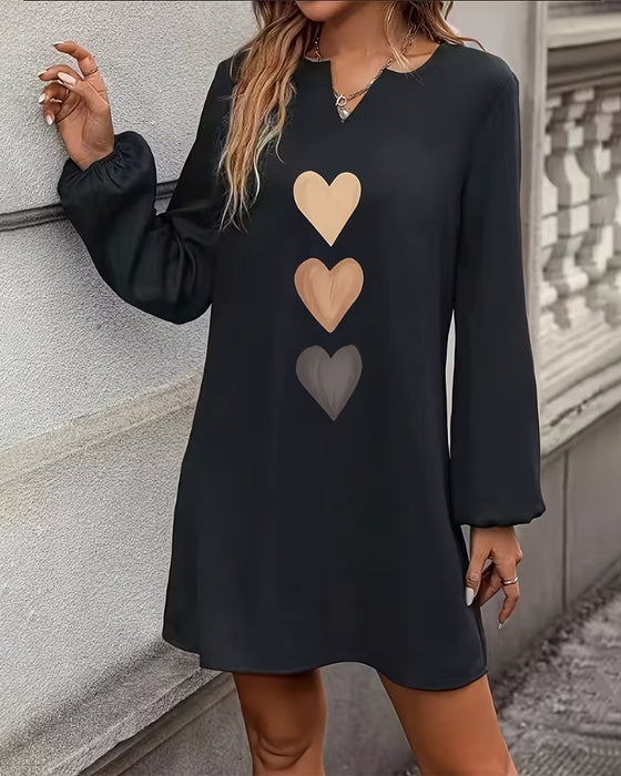 V-Neck Heart-Shaped Slimming Straight Dress