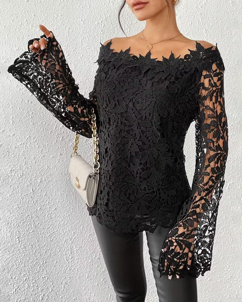 Fashionable Off-Shoulder Crochet Blouse
