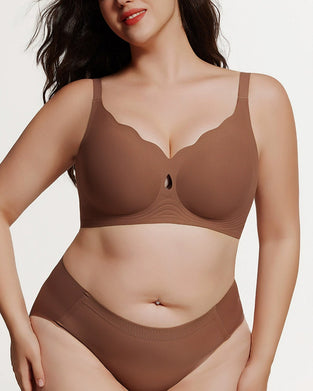 Women Water Drop Hollow Scalloped Flowers Bra