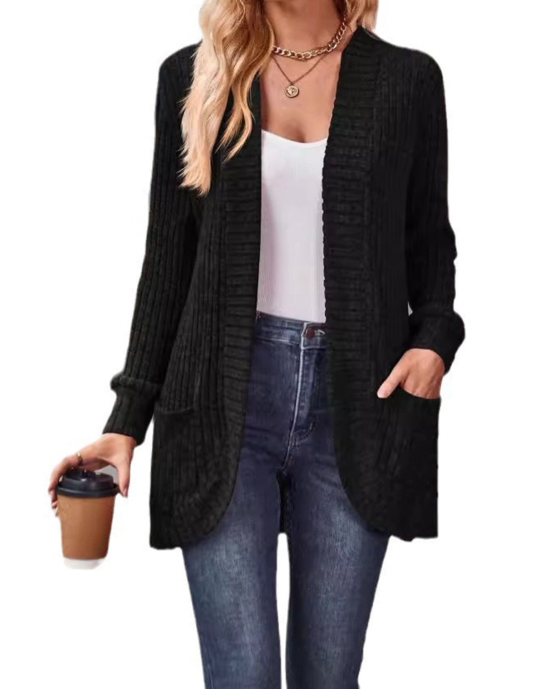 Brushed Casual Long-Sleeve Coat