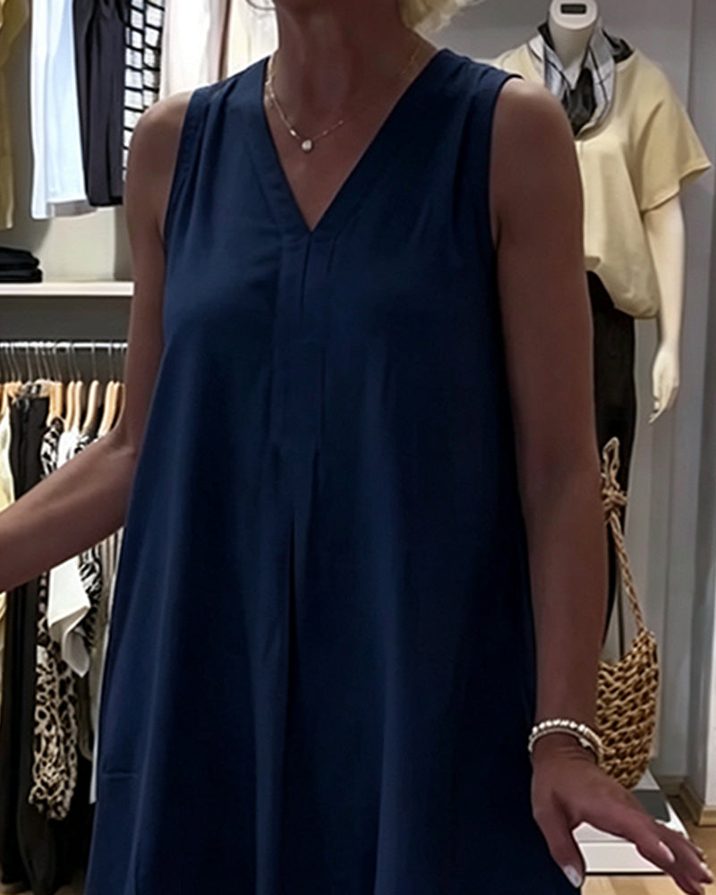 Sleeveless V-Neck Relaxed A-Line Dress