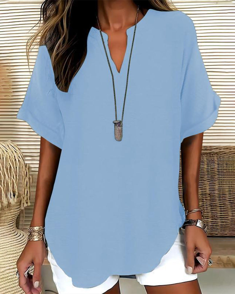 Loose Solid Color Women's Casual Blouse