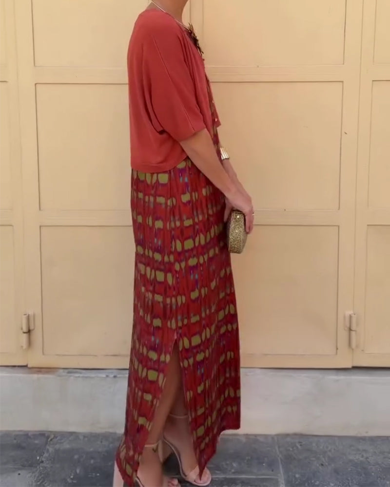Short Coat Printed Long Dress Set